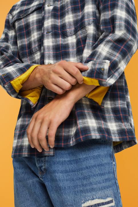 marškiniai benzininis mėlynas vyrų Esprit grynos medvilnės oversized marškinėliai su languotu raštu 4D6F838