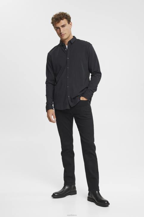 marškiniai juodas vyrų Esprit džersis ilgomis rankovėmis, 100% medvilnė 4D6F679