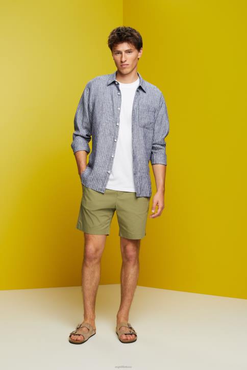 marškiniai karinis jūrų laivynas vyrų Esprit dryžuoti marškiniai, 100% linas 4D6F596