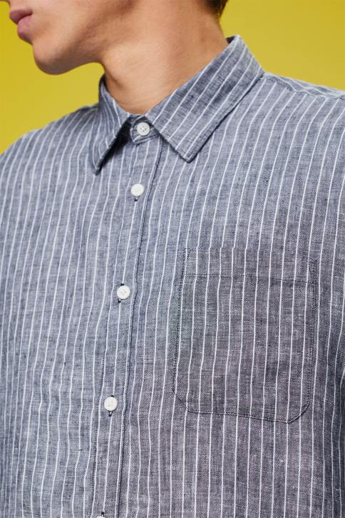 marškiniai karinis jūrų laivynas vyrų Esprit dryžuoti marškiniai, 100% linas 4D6F596