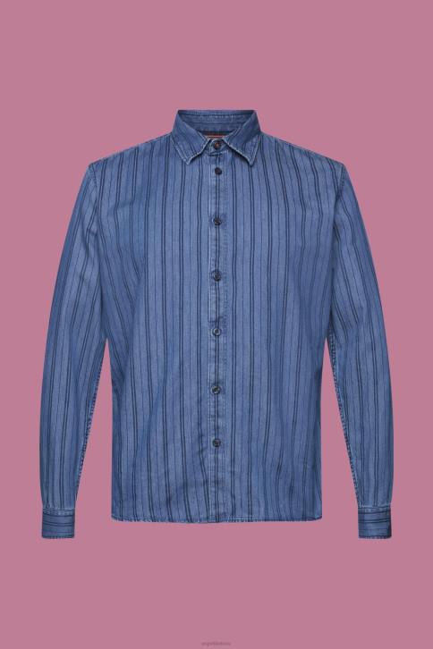 marškiniai karinis jūrų laivynas vyrų Esprit ploni džinsiniai marškinėliai su juostelėmis 4D6F717