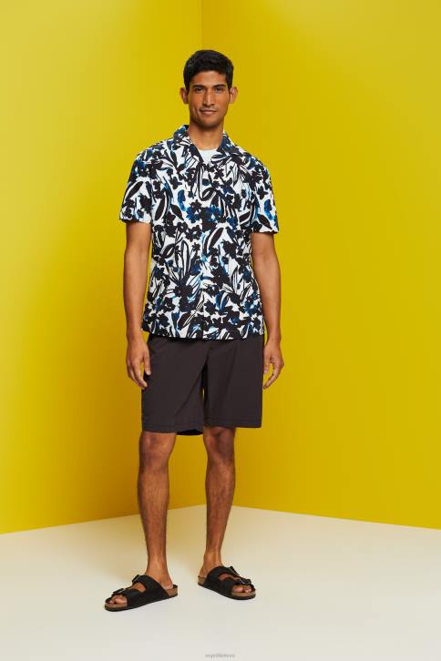 marškiniai karinis jūrų laivynas vyrų Esprit raštuoti marškiniai trumpomis rankovėmis, 100% medvilnė 4D6F613