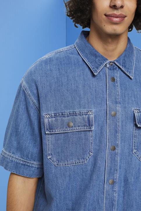 marškiniai mėlynas vidutinis skalbimas vyrų Esprit džinsiniai marškinėliai trumpomis rankovėmis 4D6F670