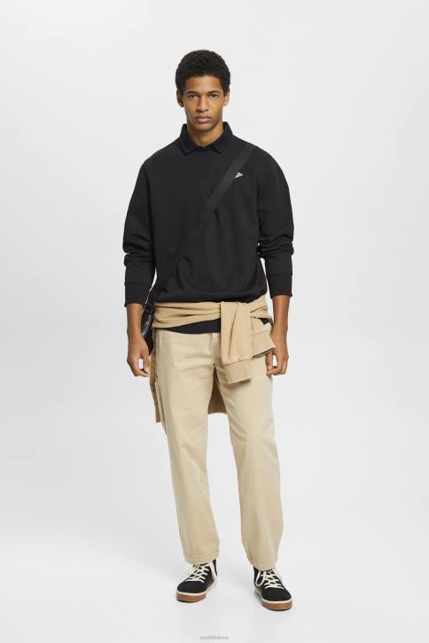 megztiniai ir gobtuvai juodas vyrų Esprit megztinis su logotipu ant nugaros 4D6F643