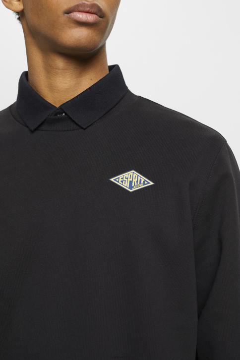 megztiniai ir gobtuvai juodas vyrų Esprit megztinis su logotipu ant nugaros 4D6F643
