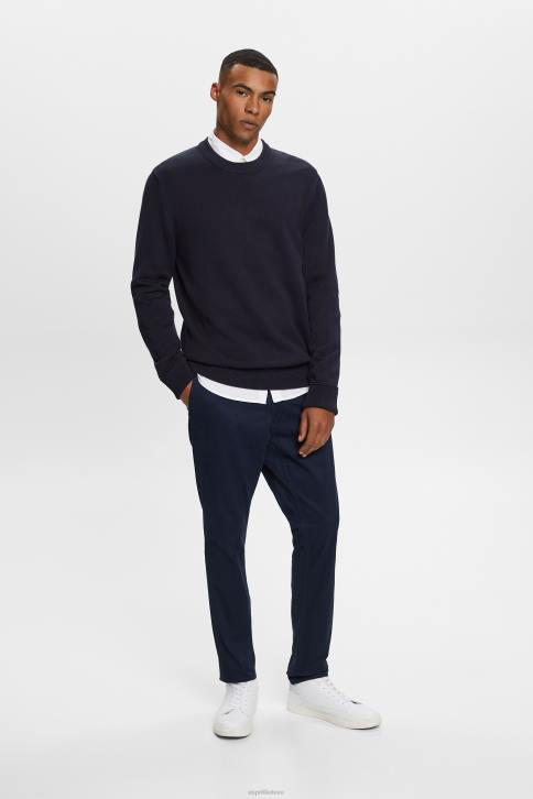 megztiniai ir gobtuvai karinis jūrų laivynas vyrų Esprit medvilninis megztinis su įtemptu kaklu 4D6F579