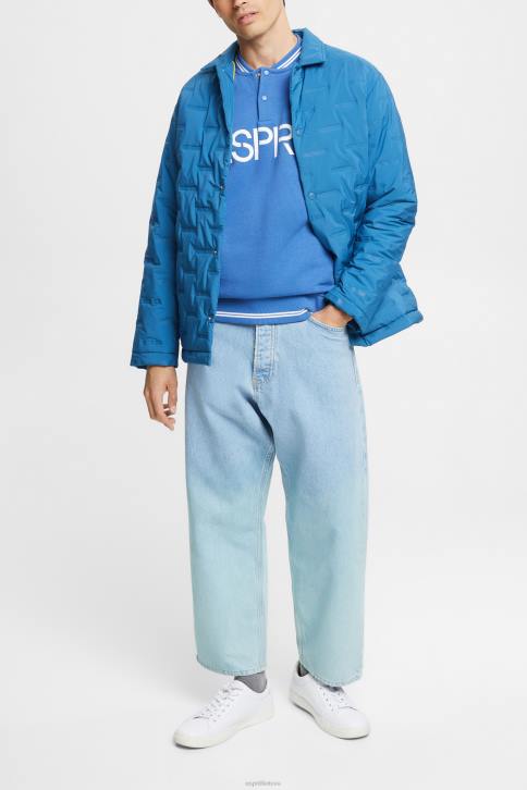 megztiniai ir gobtuvai mėlyna vyrų Esprit atpalaiduojančio stiliaus megztinis su logotipu 4D6F783