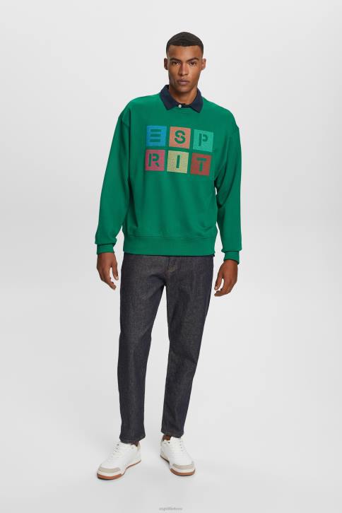 megztiniai ir gobtuvai tamsiai žalia vyrų Esprit Megztinis su logotipu, 100% ekologiška medvilnė 4D6F581