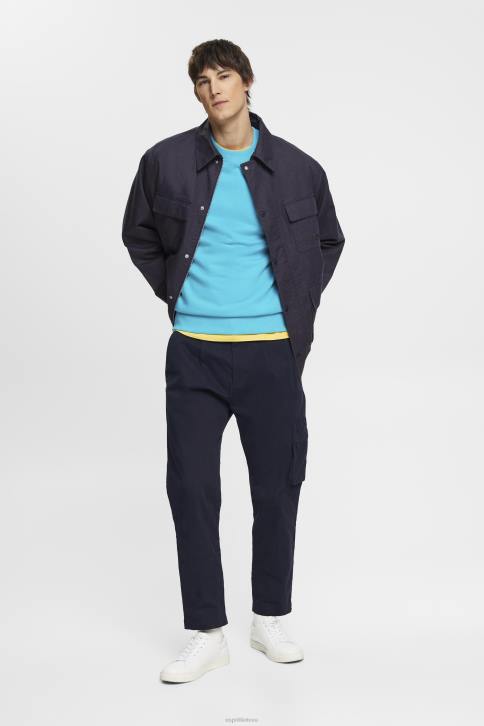 megztiniai ir gobtuvai vandens žalia vyrų Esprit megztinis su išsiuvinėtu rankovių logotipu 4D6F724