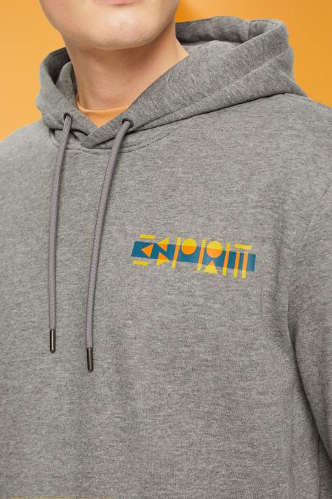 megztiniai ir gobtuvai vidutinio pilkumo vyrų Esprit melanžinis gobtuvas su mažu logotipo atspaudu 4D6F826