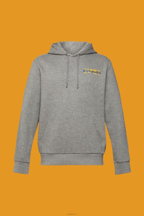 megztiniai ir gobtuvai vidutinio pilkumo vyrų Esprit melanžinis gobtuvas su mažu logotipo atspaudu 4D6F826