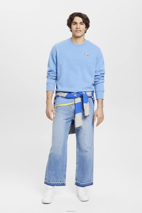 megztiniai ir gobtuvai šviesiai mėlynos levandos vyrų Esprit megztinis su logotipu ant nugaros 4D6F647