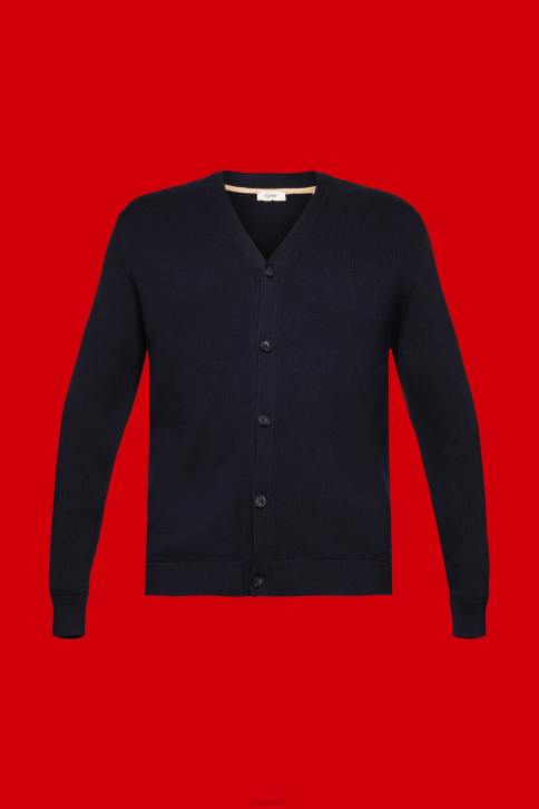 megztiniai karinis jūrų laivynas vyrų Esprit V formos iškirptės tvarios medvilnės megztinis 4D6F776