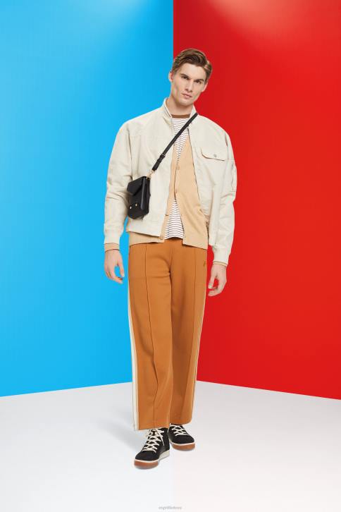 megztiniai smėlio spalvos vyrų Esprit V formos iškirptės tvarios medvilnės megztinis 4D6F775