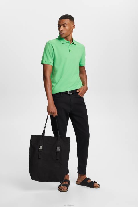 polosai žalias vyrų Esprit medvilninio tinklelio polo marškinėliai 4D6F569