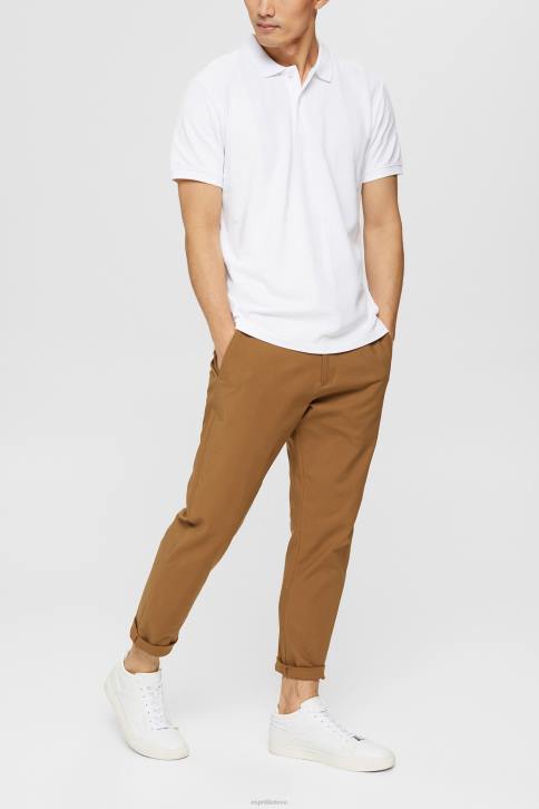 polosai baltas vyrų Esprit Pima medvilniniai pique polo marškinėliai 4D6F924