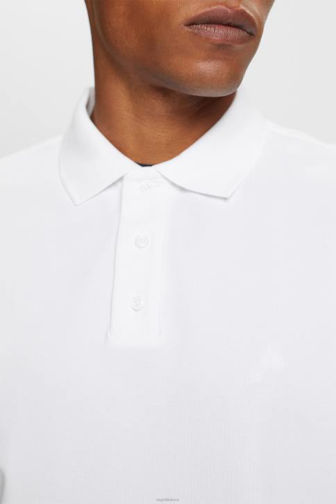 polosai baltas vyrų Esprit medvilninio tinklelio polo marškinėliai 4D6F567