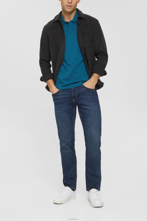 polosai benzininis mėlynas vyrų Esprit Pima medvilniniai pique polo marškinėliai 4D6F926