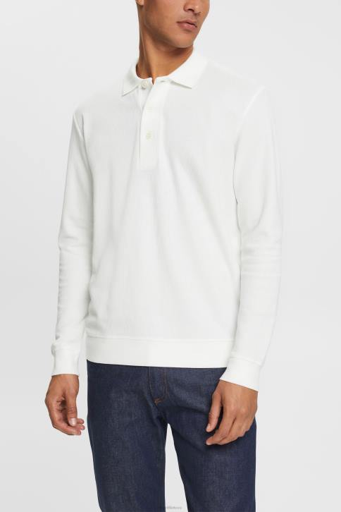 polosai beveik baltas vyrų Esprit ilgomis rankovėmis pasižymintys polo marškinėliai 4D6F951