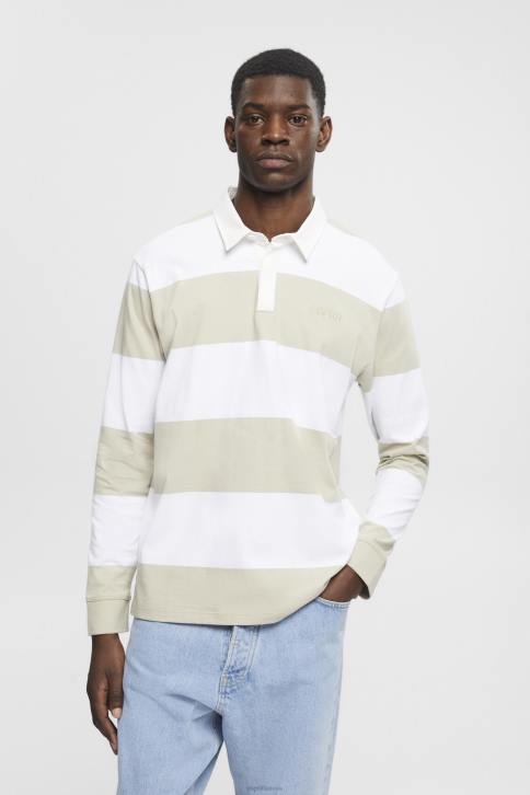 polosai dulkėta žalia vyrų Esprit polo marškinėliai ilgomis rankovėmis su dryžiais 4D6F719