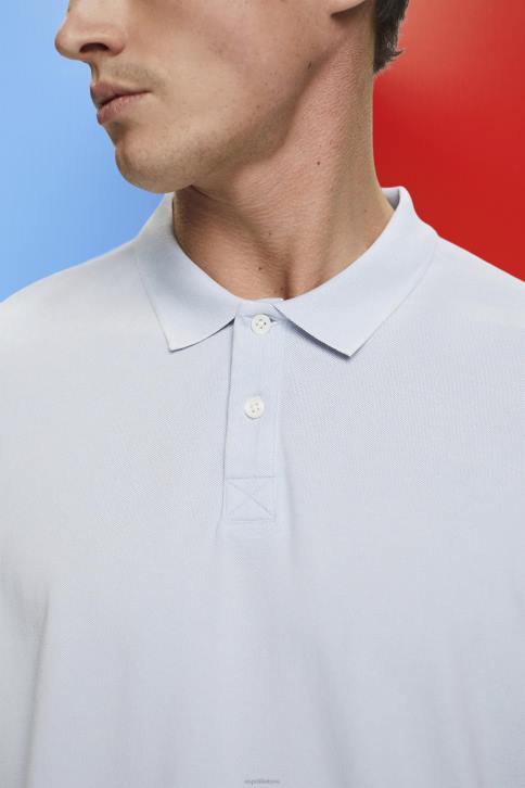 polosai pastelinė mėlyna vyrų Esprit akmenimis skalbti medvilniniai pique polo marškinėliai 4D6F709