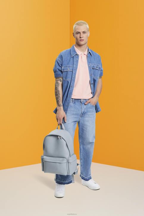 polosai rožinis vyrų Esprit akmenimis skalbti medvilniniai pique polo marškinėliai 4D6F710