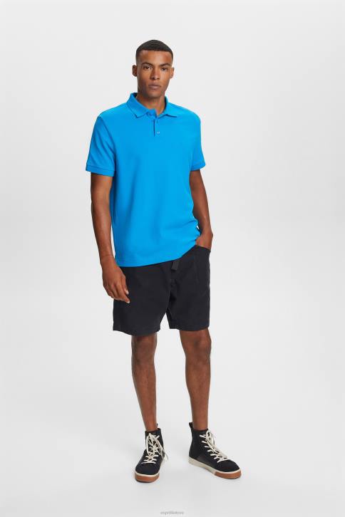 polosai ryškiai mėlynas vyrų Esprit medvilninio tinklelio polo marškinėliai 4D6F570