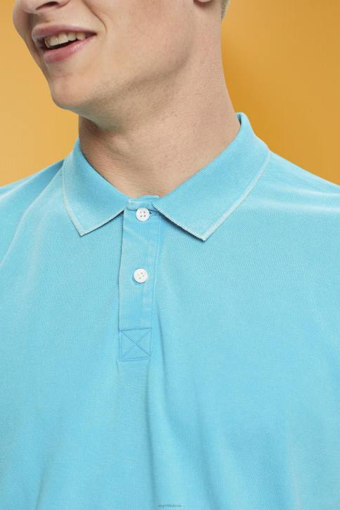 polosai vandens žalia vyrų Esprit akmenimis skalbti medvilniniai pique polo marškinėliai 4D6F708