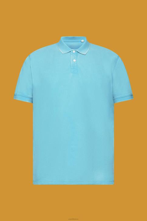 polosai vandens žalia vyrų Esprit akmenimis skalbti medvilniniai pique polo marškinėliai 4D6F708