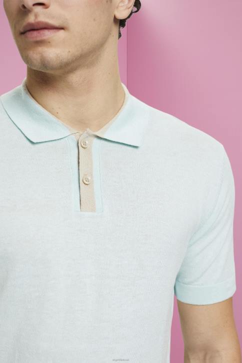 polosai šviesiai vandens žalia vyrų Esprit Sumaišyti tencel ir tvarios medvilnės polo marškinėliai 4D6F760